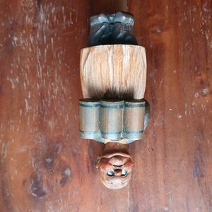 Vintage Anri Bottle Cork Screw  HandCarved And Painted Wood  Waiter/Bartender